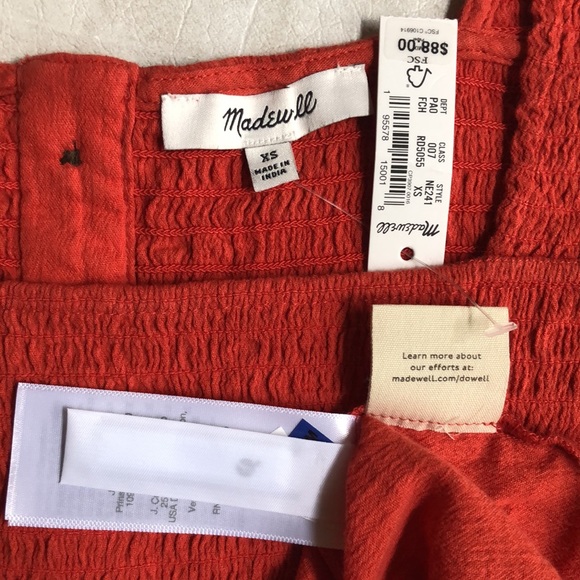 Madewell Eyelet-Sleeve Lucie Smocked Peplum Top Size XS - Picture 10 of 10